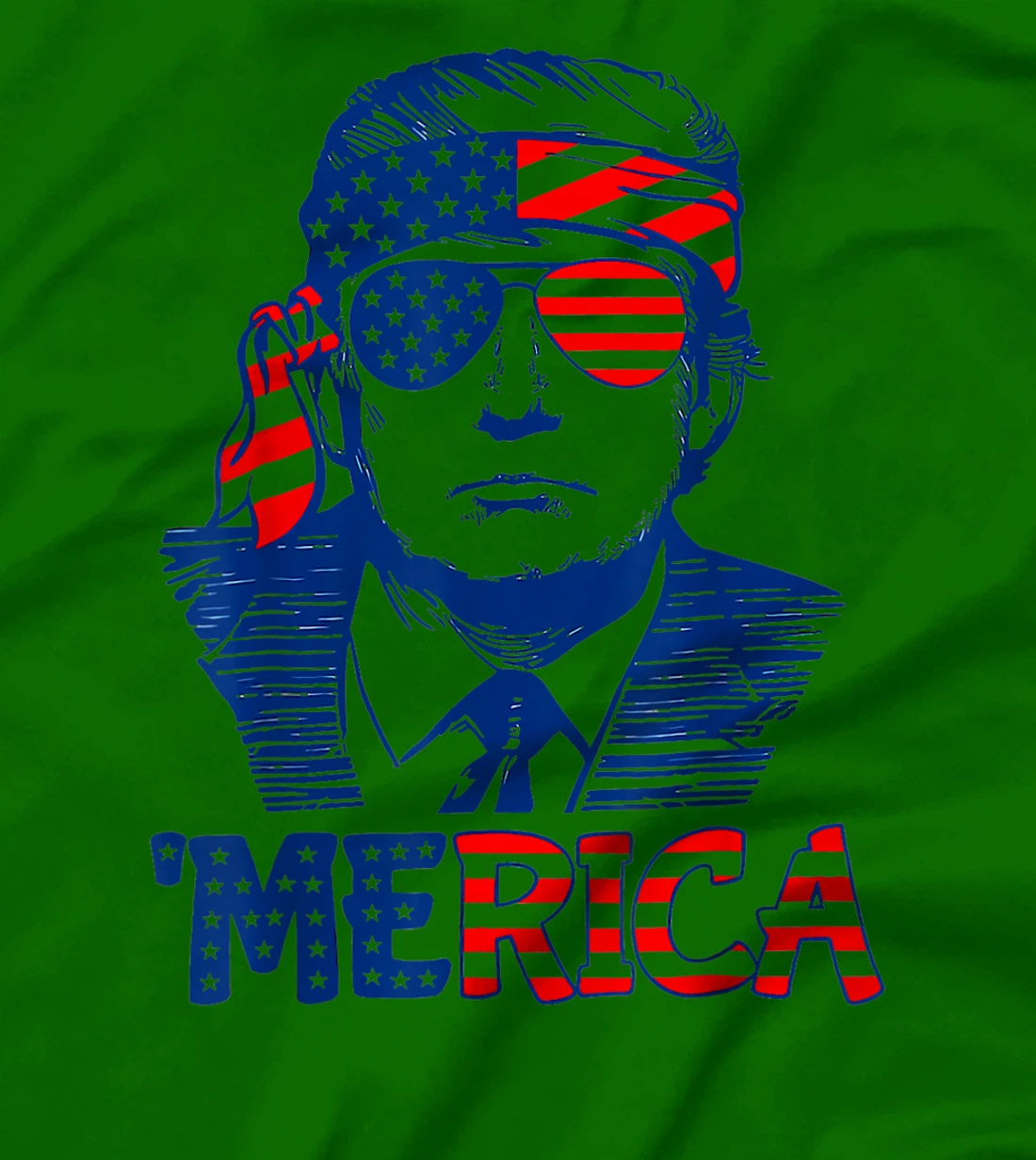 'MERICA TRUMP Happy 4th Of July Trump American Flag T-Shirt