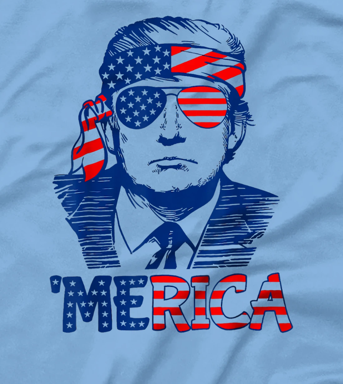 'MERICA TRUMP Happy 4th Of July Trump American Flag T-Shirt