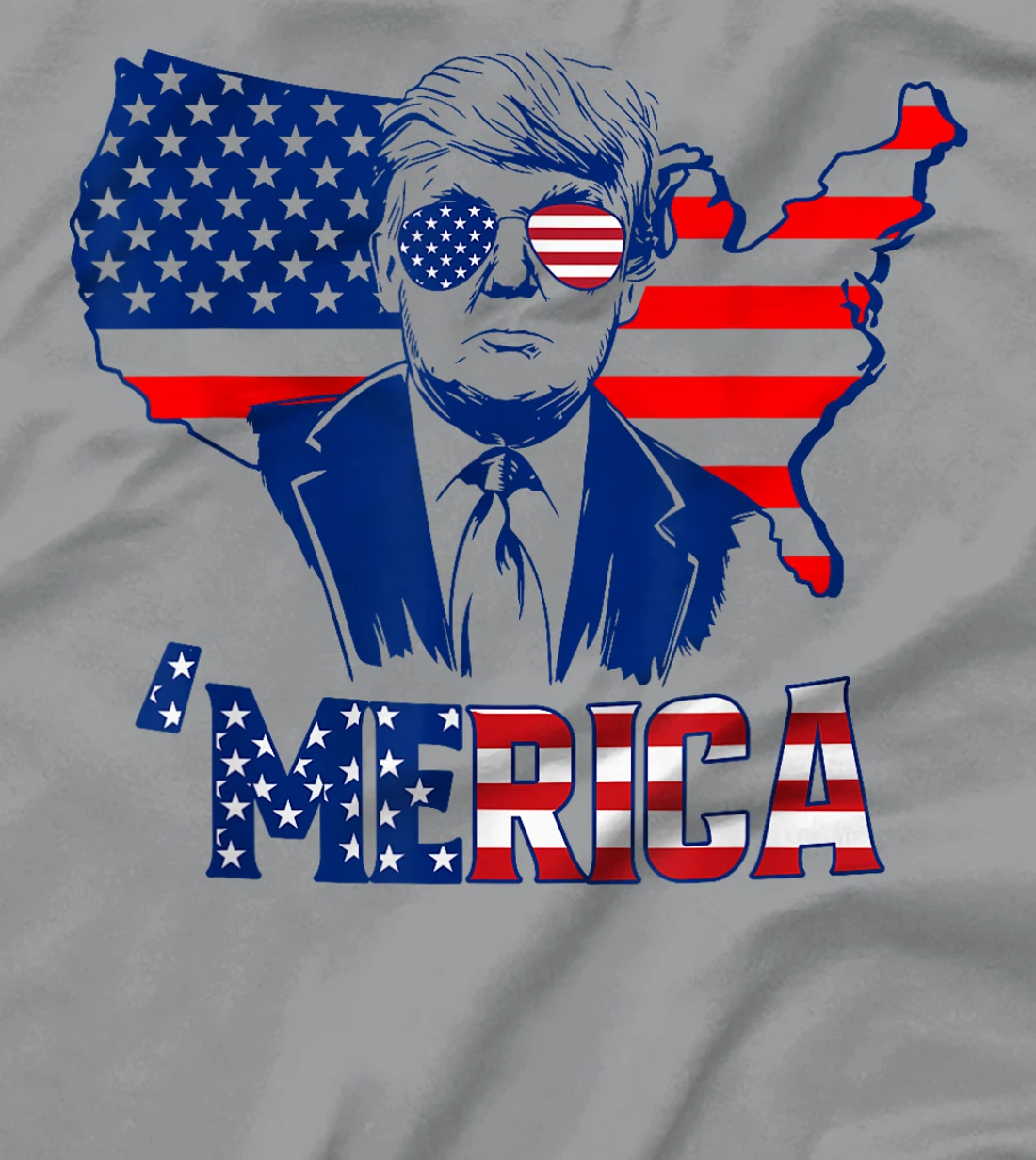 'MERICA TRUMP 4th Of July Trump American Flag Men Women T-Shirt
