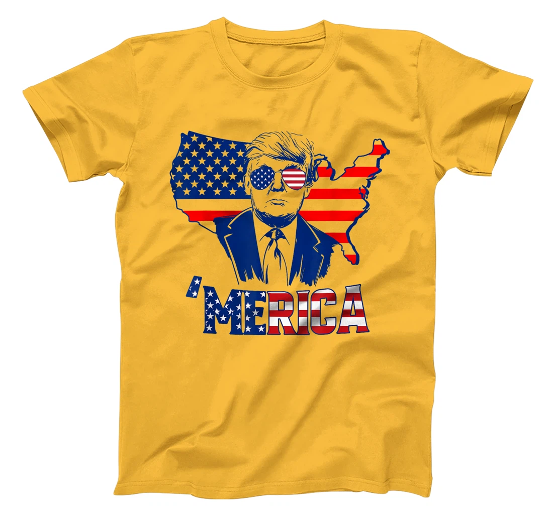 'MERICA TRUMP 4th Of July Trump American Flag Men Women T-Shirt