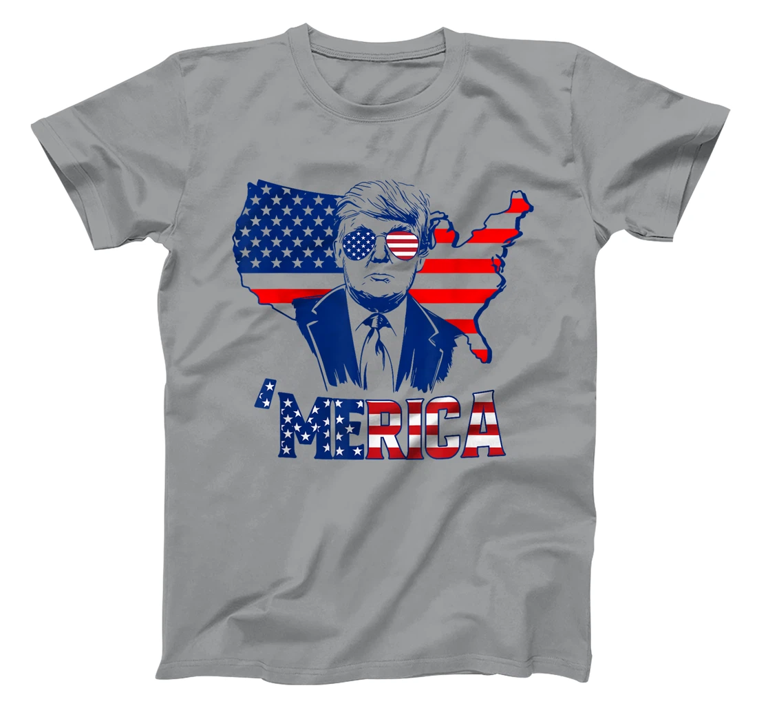 'MERICA TRUMP 4th Of July Trump American Flag Men Women T-Shirt
