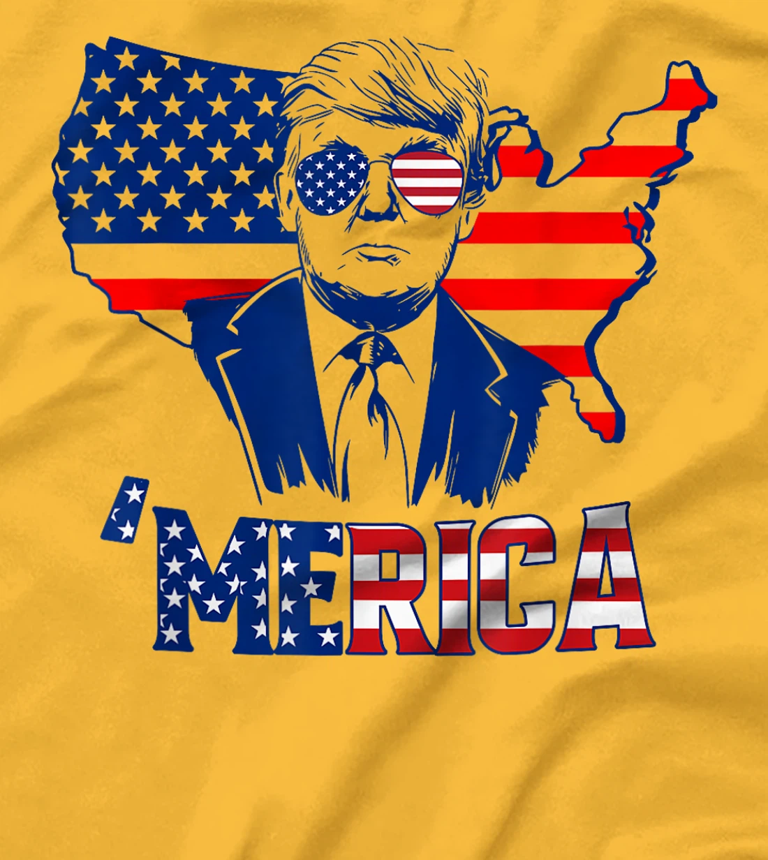 'MERICA TRUMP 4th Of July Trump American Flag Men Women T-Shirt