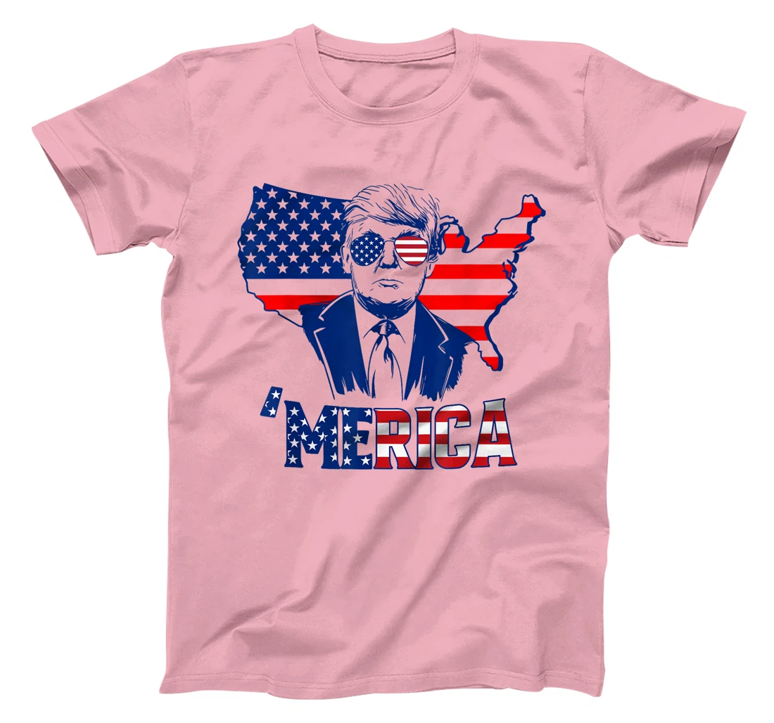 'MERICA TRUMP 4th Of July Trump American Flag Men Women T-Shirt