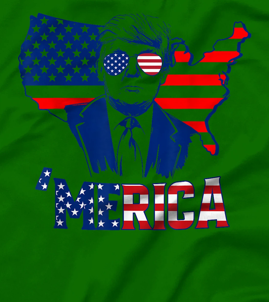 'MERICA TRUMP 4th Of July Trump American Flag Men Women T-Shirt