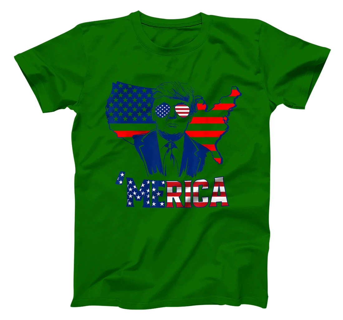 'MERICA TRUMP 4th Of July Trump American Flag Men Women T-Shirt