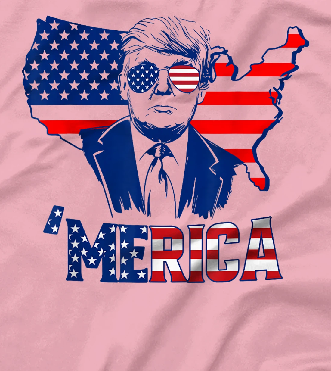 'MERICA TRUMP 4th Of July Trump American Flag Men Women T-Shirt