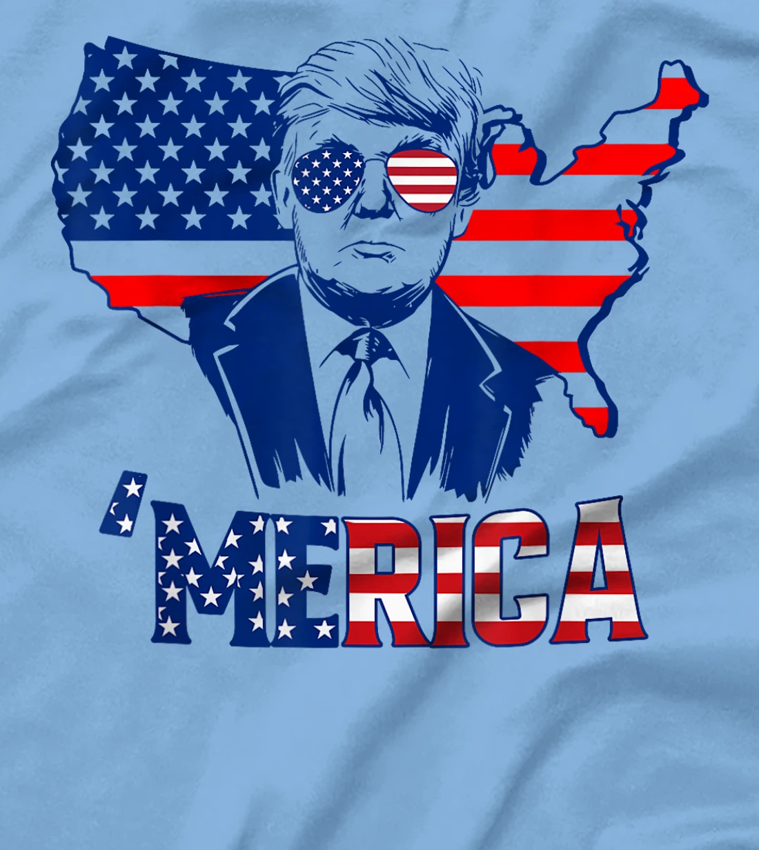 'MERICA TRUMP 4th Of July Trump American Flag Men Women T-Shirt