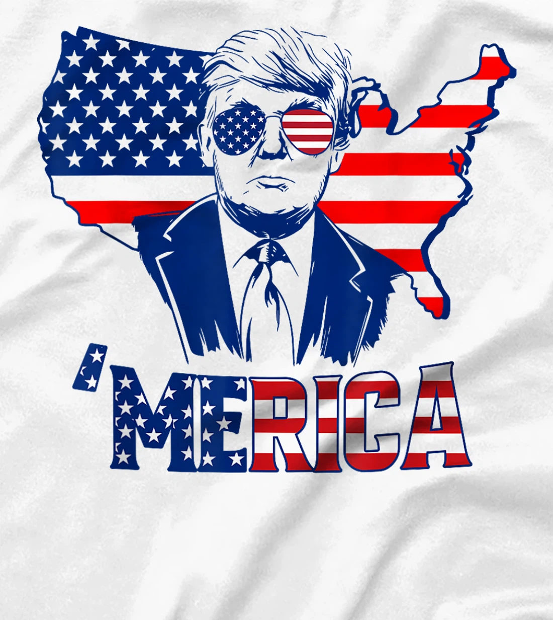 'MERICA TRUMP 4th Of July Trump American Flag Men Women T-Shirt