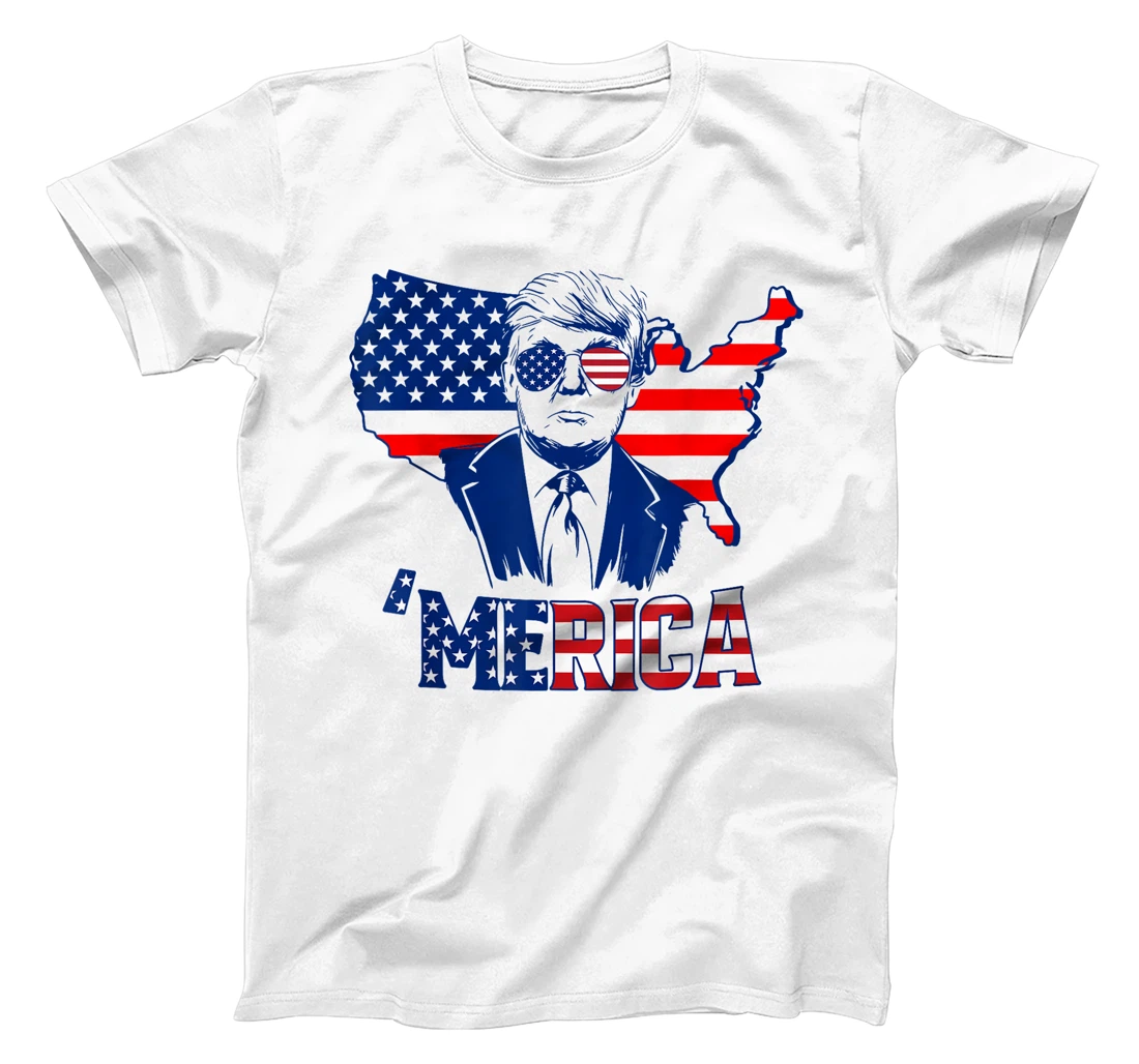 'MERICA TRUMP 4th Of July Trump American Flag Men Women T-Shirt