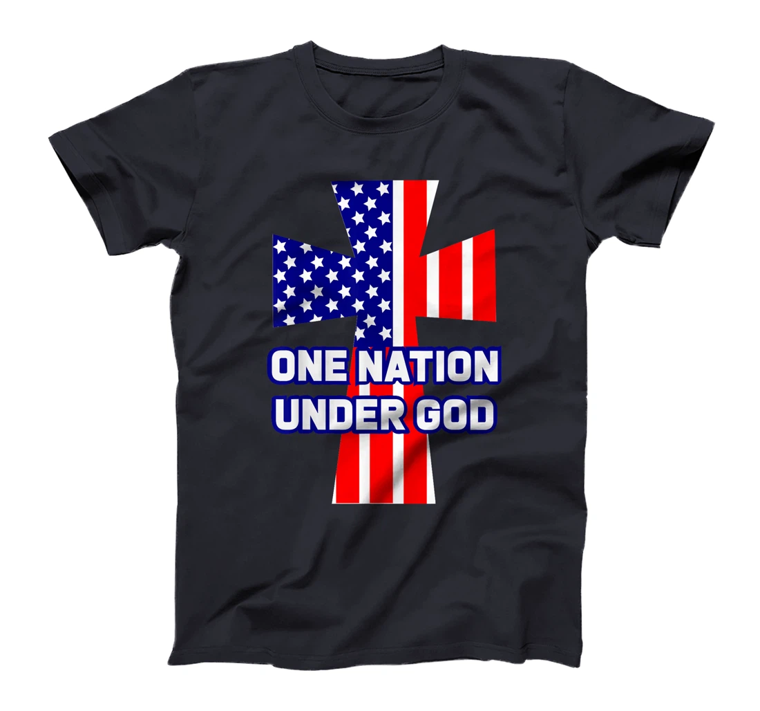 ONE NATION UNDER GOD Flag 4th Of July Patriotic Christian T-Shirt