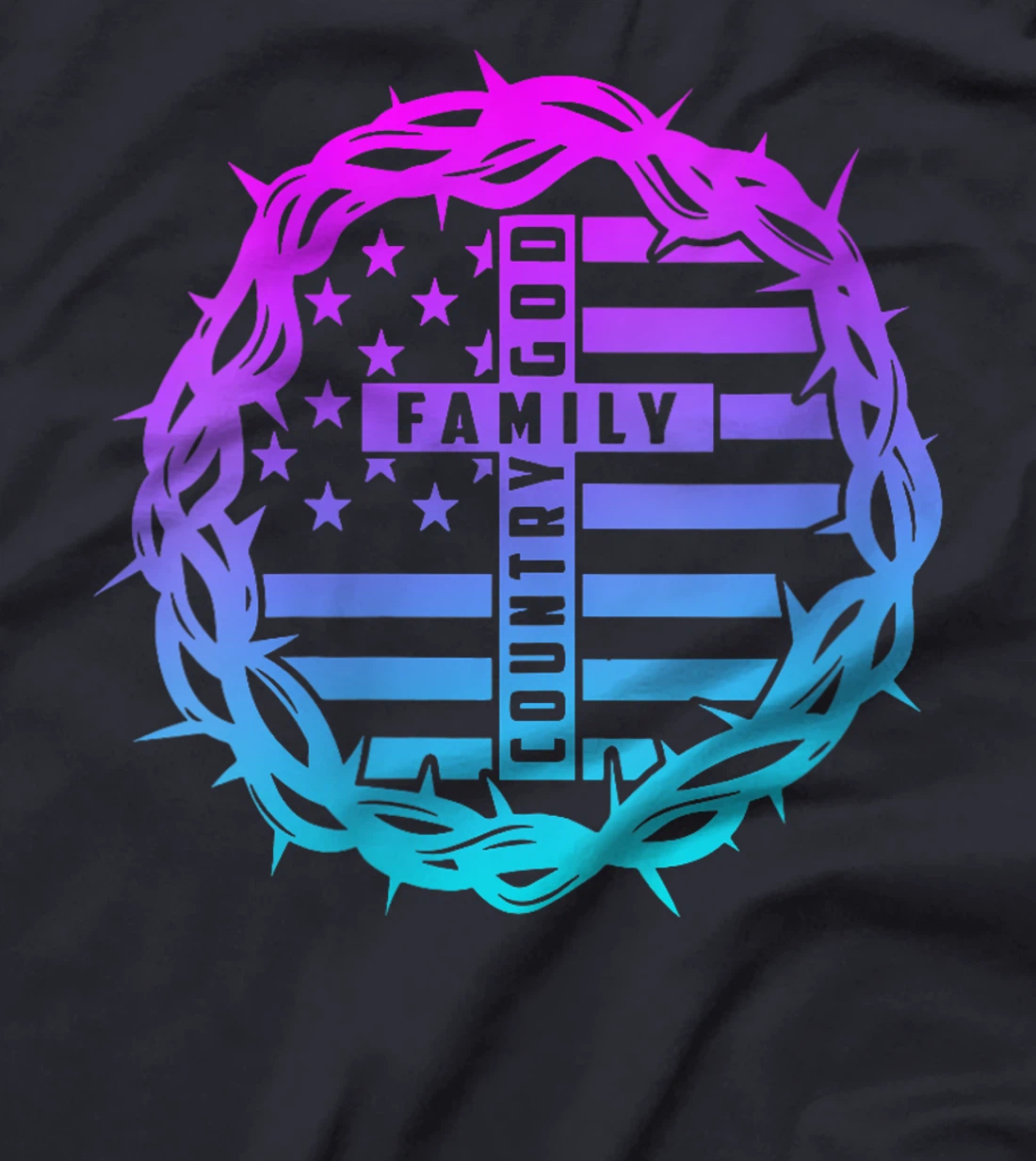 Womens God Family Country - Patriotic Christian American Flag T-Shirt