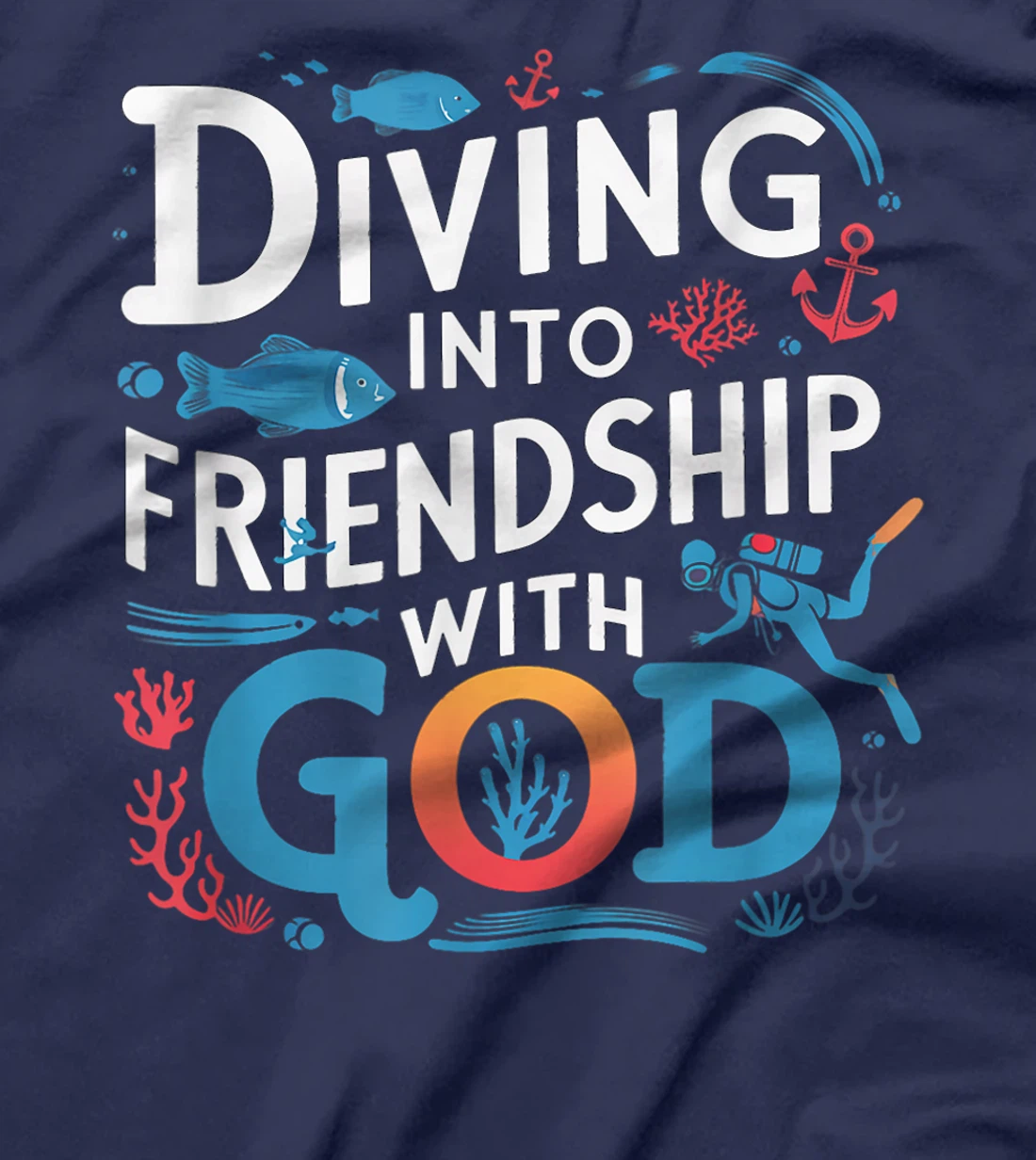 Womens Diving Into Friendship God Underwater Scuba VBS 2024 Beach T-Shirt