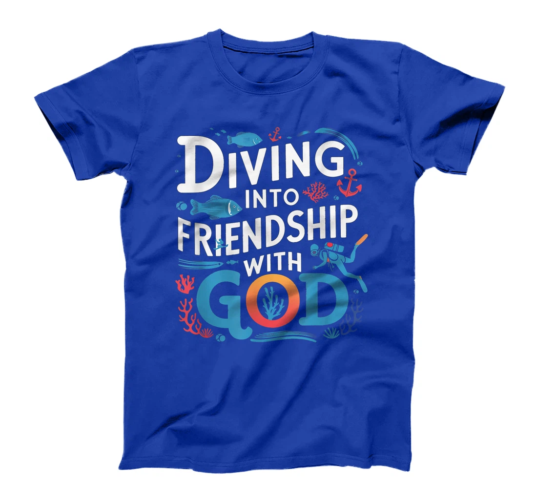 Womens Diving Into Friendship God Underwater Scuba VBS 2024 Beach T-Shirt