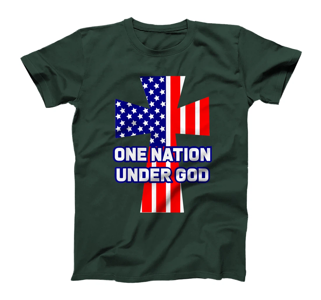 ONE NATION UNDER GOD Flag 4th Of July Patriotic Christian T-Shirt