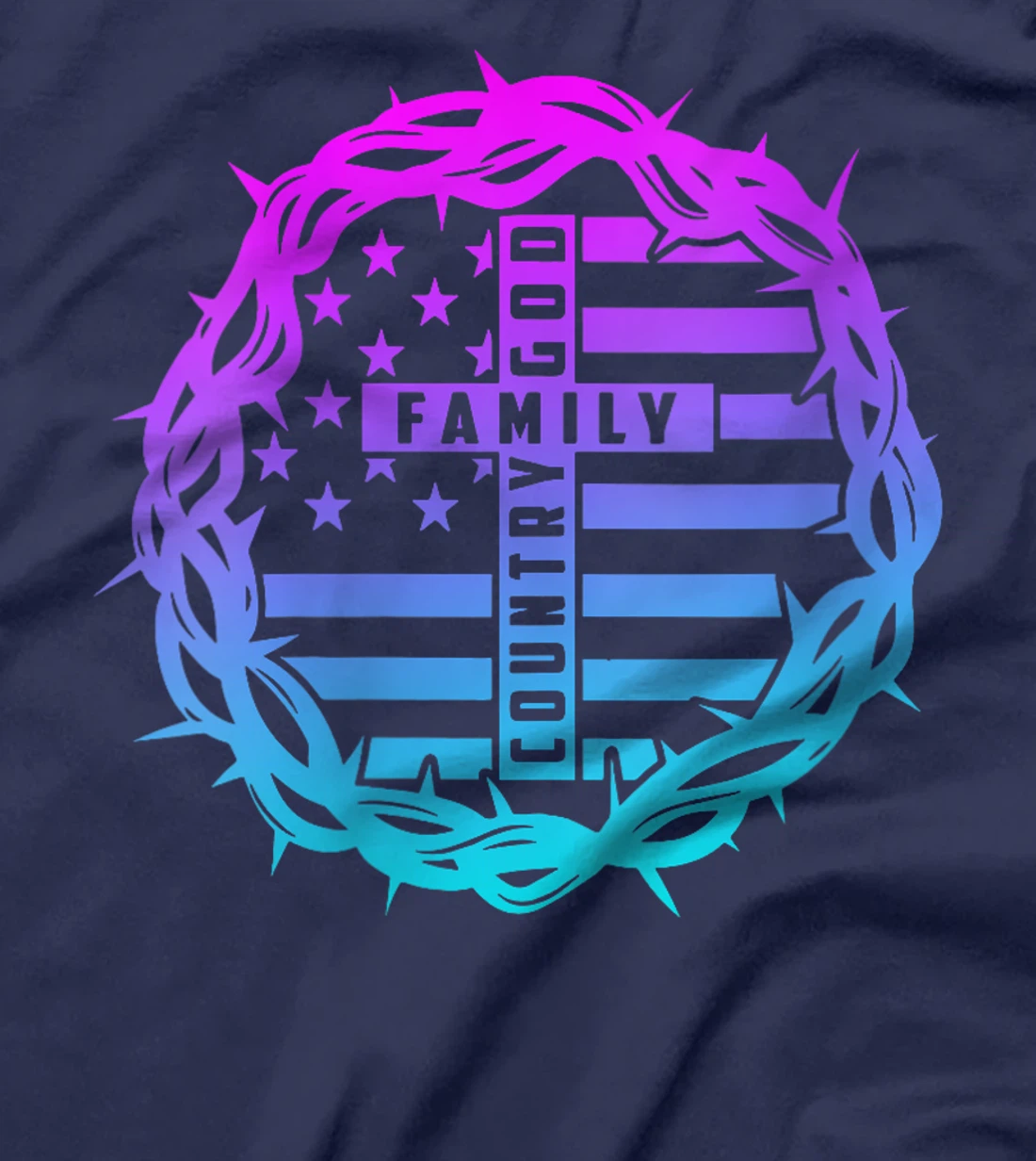 Womens God Family Country - Patriotic Christian American Flag T-Shirt