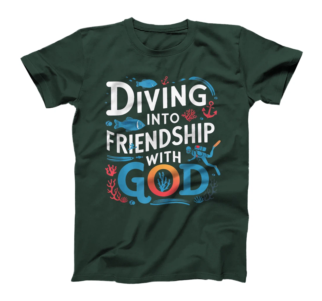 Womens Diving Into Friendship God Underwater Scuba VBS 2024 Beach T-Shirt