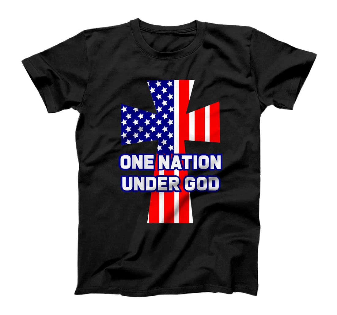 ONE NATION UNDER GOD Flag 4th Of July Patriotic Christian T-Shirt