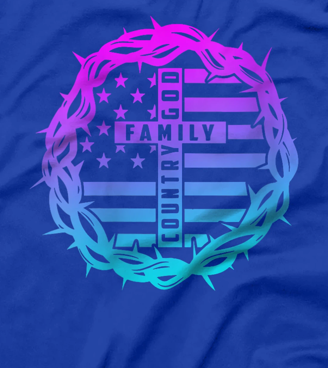 Womens God Family Country - Patriotic Christian American Flag T-Shirt