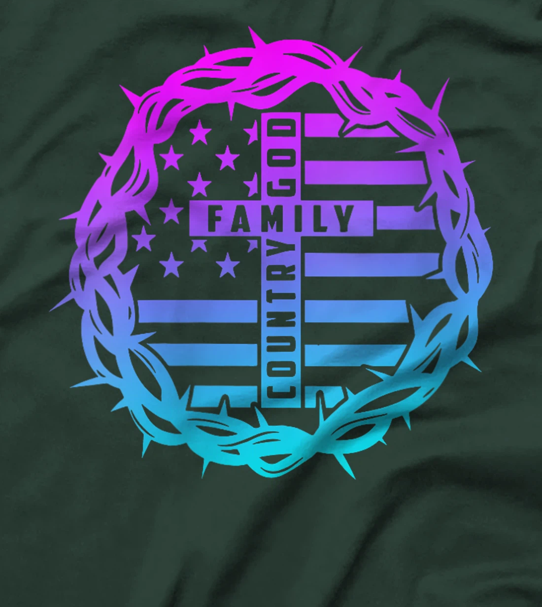 Womens God Family Country - Patriotic Christian American Flag T-Shirt