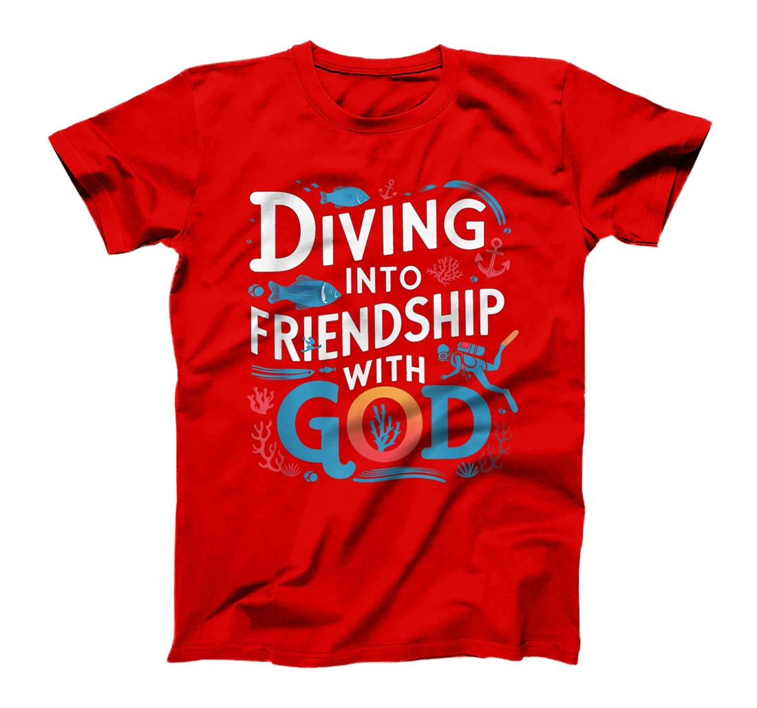 Womens Diving Into Friendship God Underwater Scuba VBS 2024 Beach T-Shirt