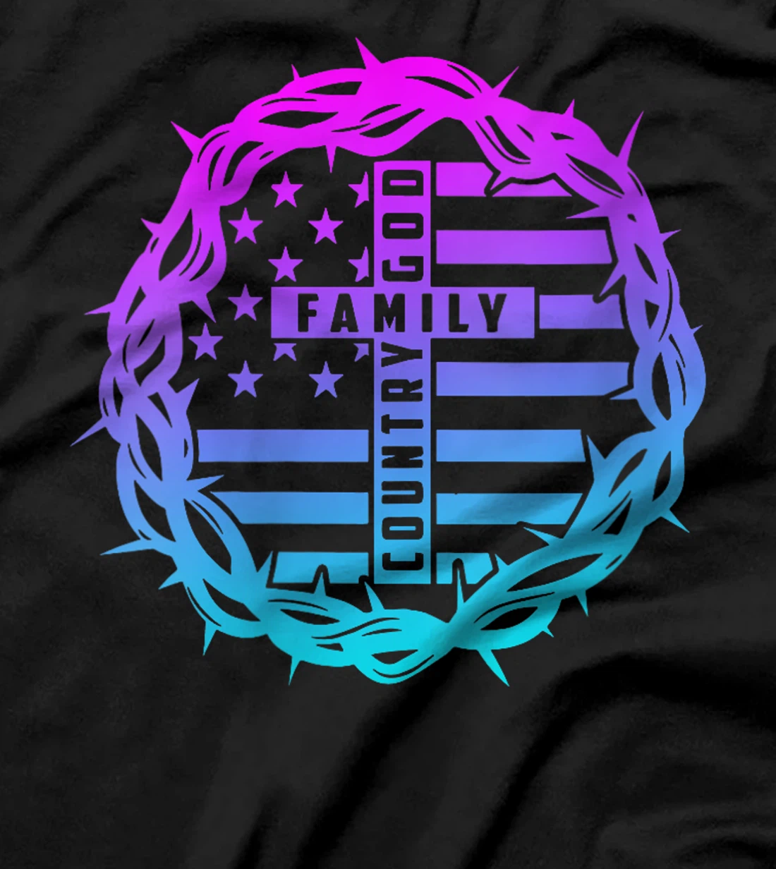 Womens God Family Country - Patriotic Christian American Flag T-Shirt