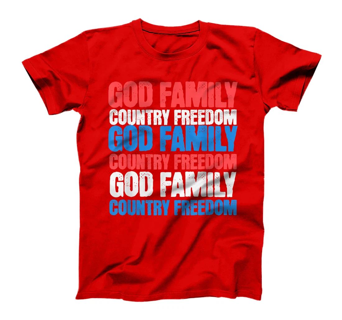 God Family Country Freedom 4th July USA Flag Christian T-Shirt