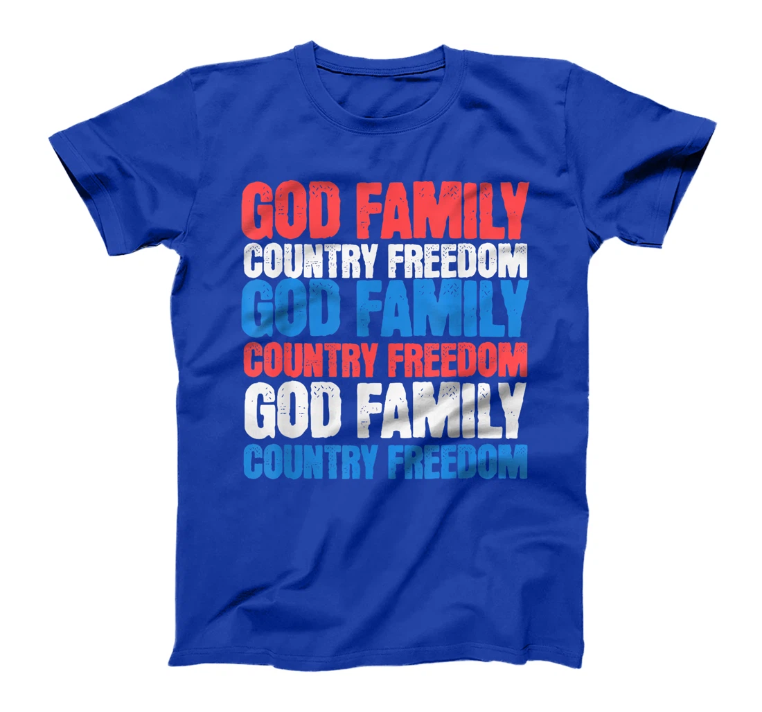 God Family Country Freedom 4th July USA Flag Christian T-Shirt