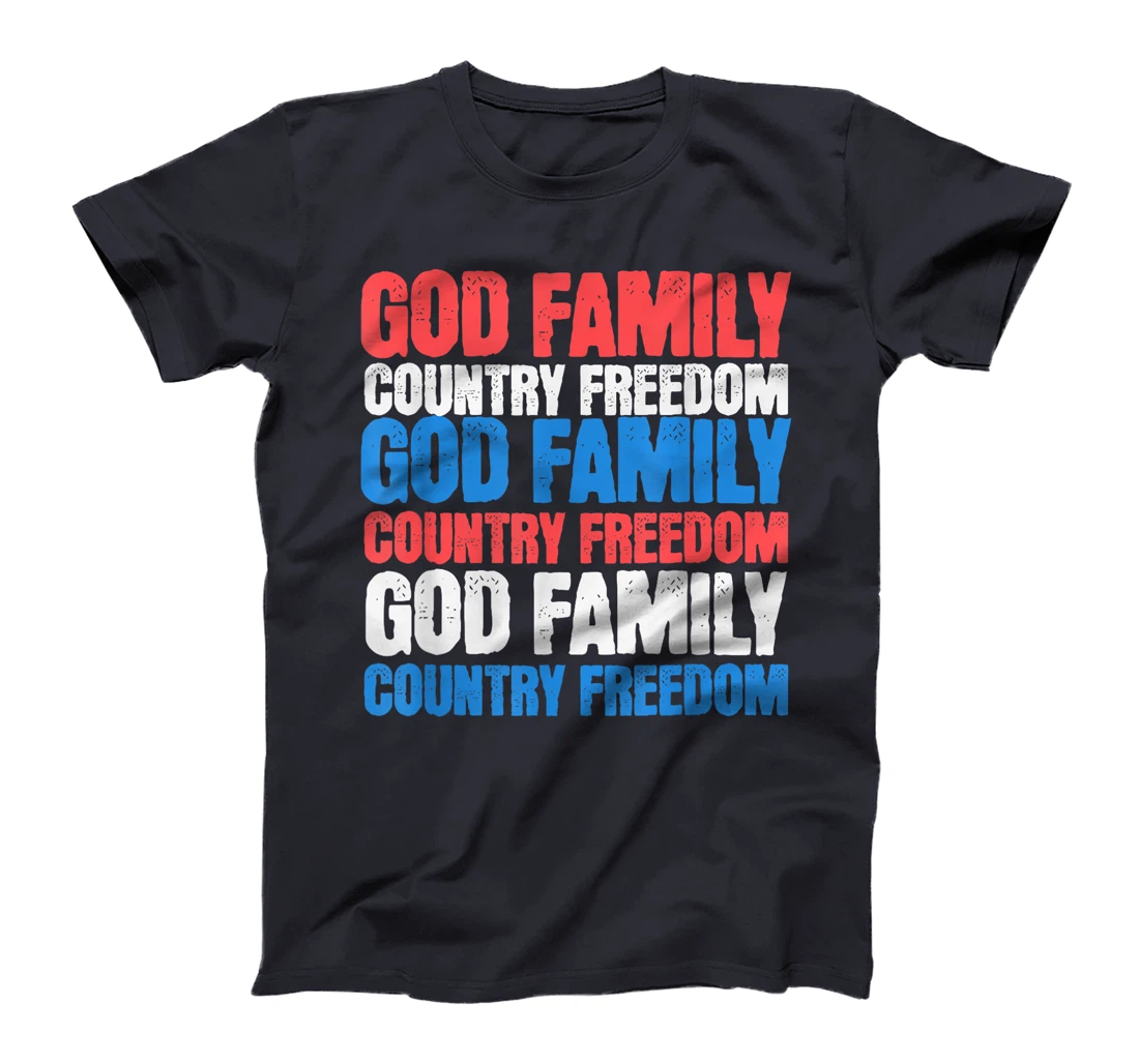 God Family Country Freedom 4th July USA Flag Christian T-Shirt