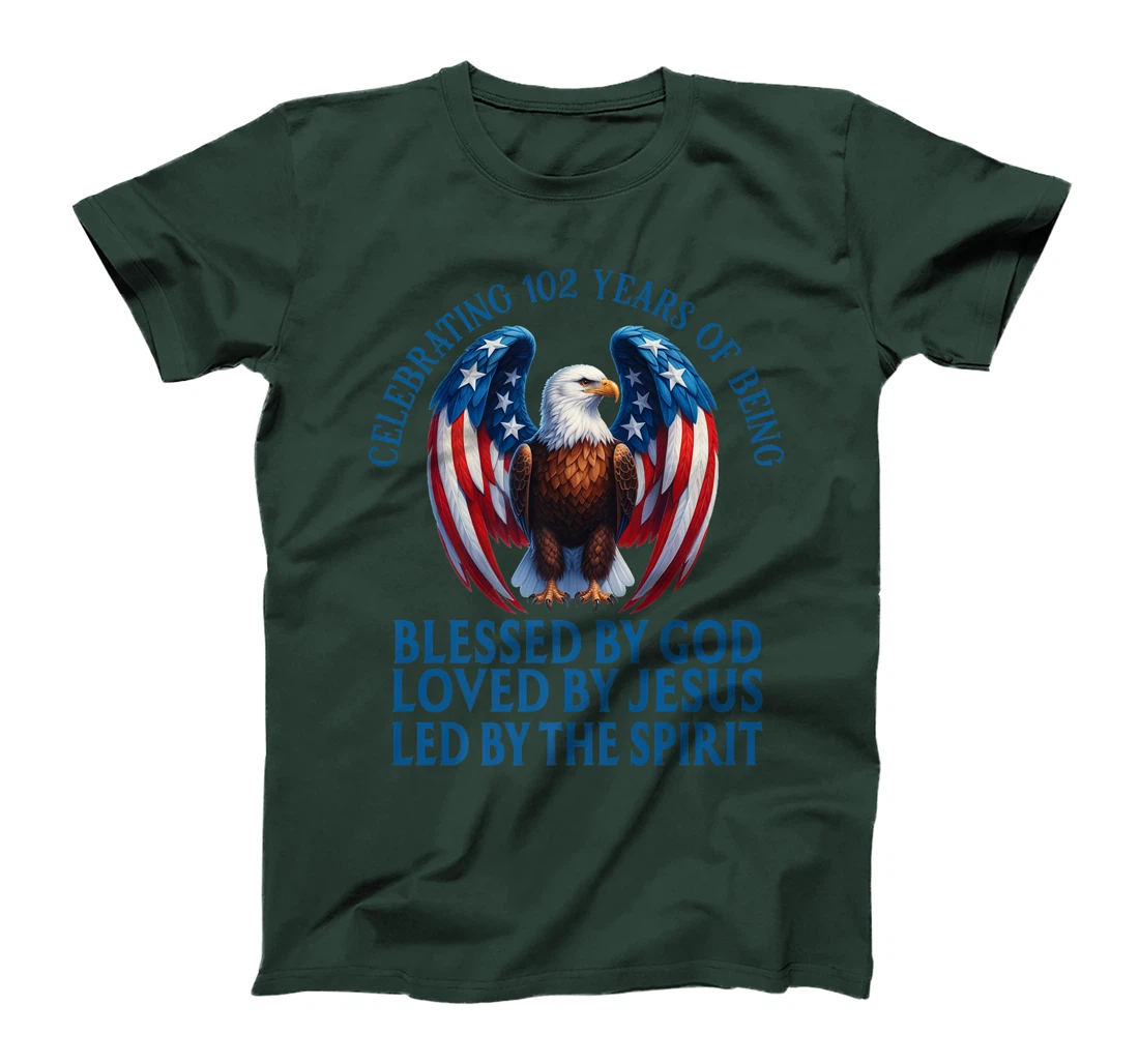 Blessed By God For 102 Years Christian Eagle Birthday Premium T-Shirt