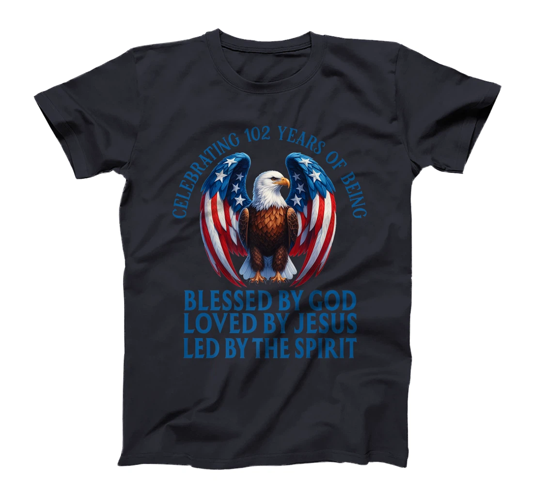 Blessed By God For 102 Years Christian Eagle Birthday Premium T-Shirt