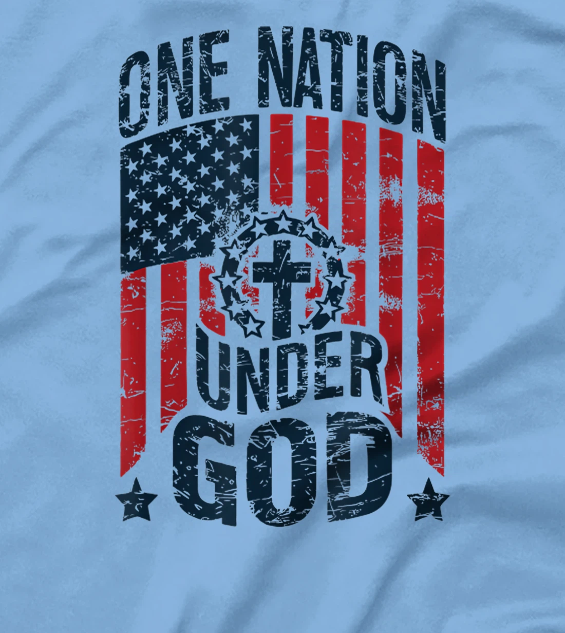 One Nation Under God American Flag Christian Patriotic T-Shirt