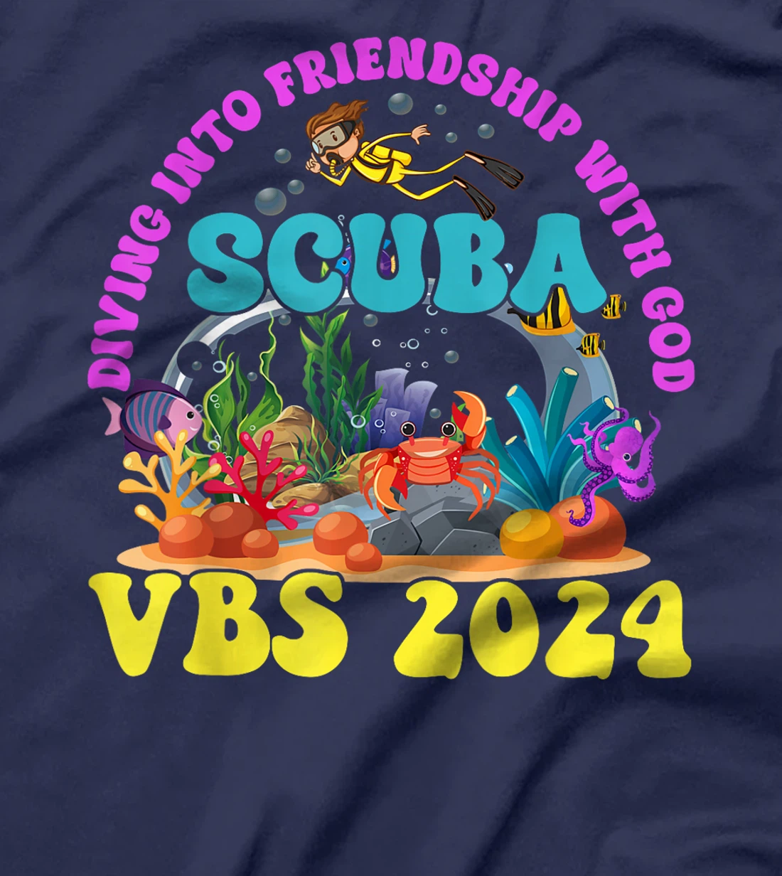 Diving Into Friendship With God Scuba VBS 2024 Jesus T-Shirt