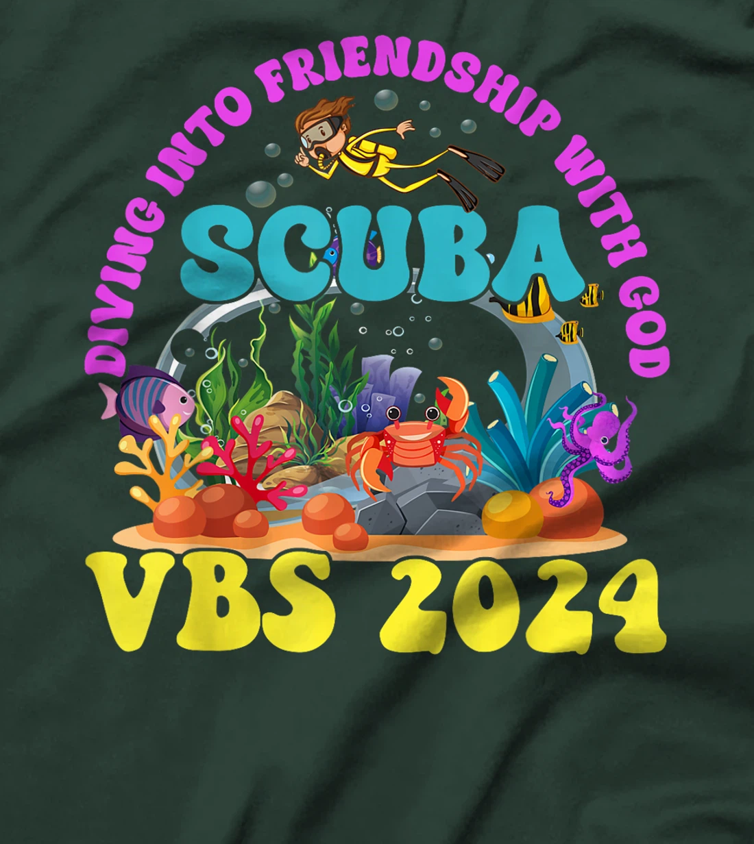 Diving Into Friendship With God Scuba VBS 2024 Jesus T-Shirt