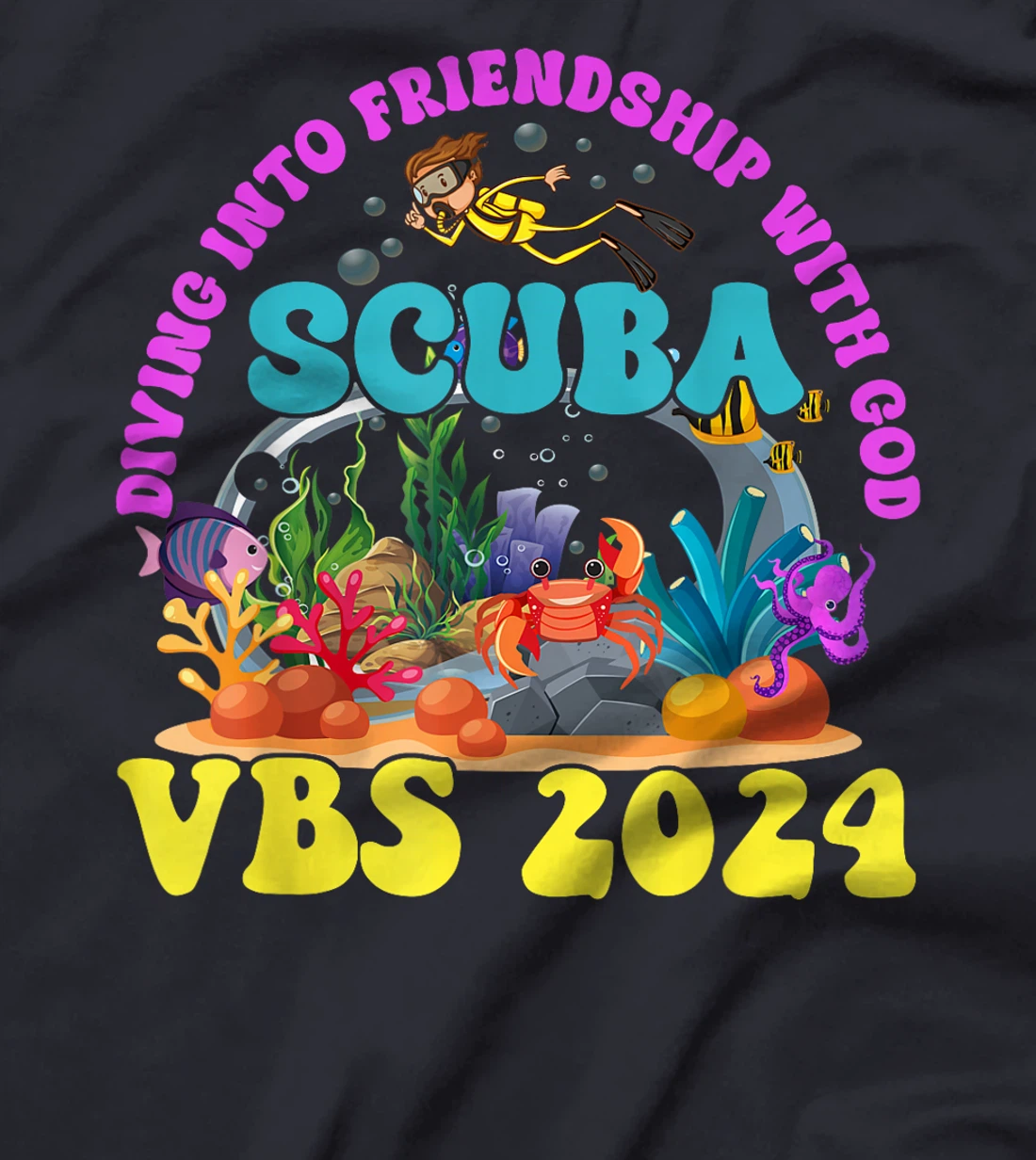 Diving Into Friendship With God Scuba VBS 2024 Jesus T-Shirt