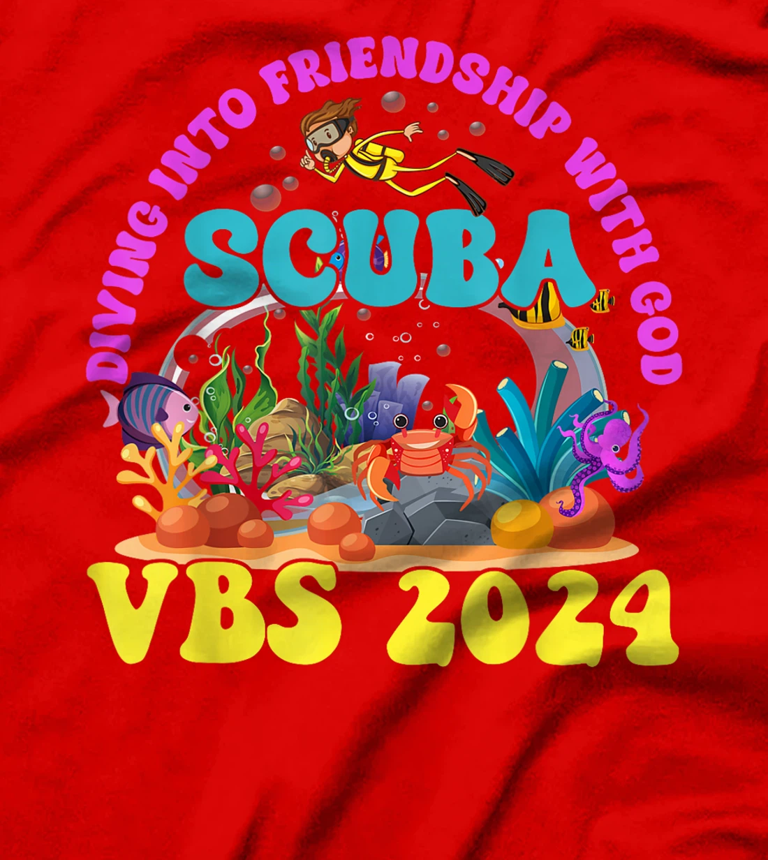 Diving Into Friendship With God Scuba VBS 2024 Jesus T-Shirt