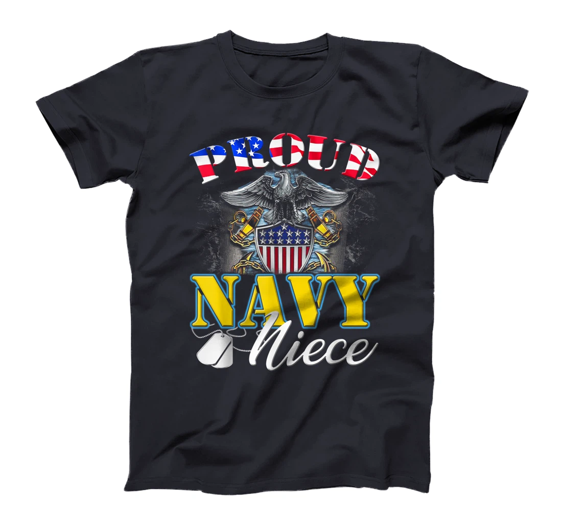 Proud Navy Niece With American Flag T-Shirt Veteran Gift T-Shirt