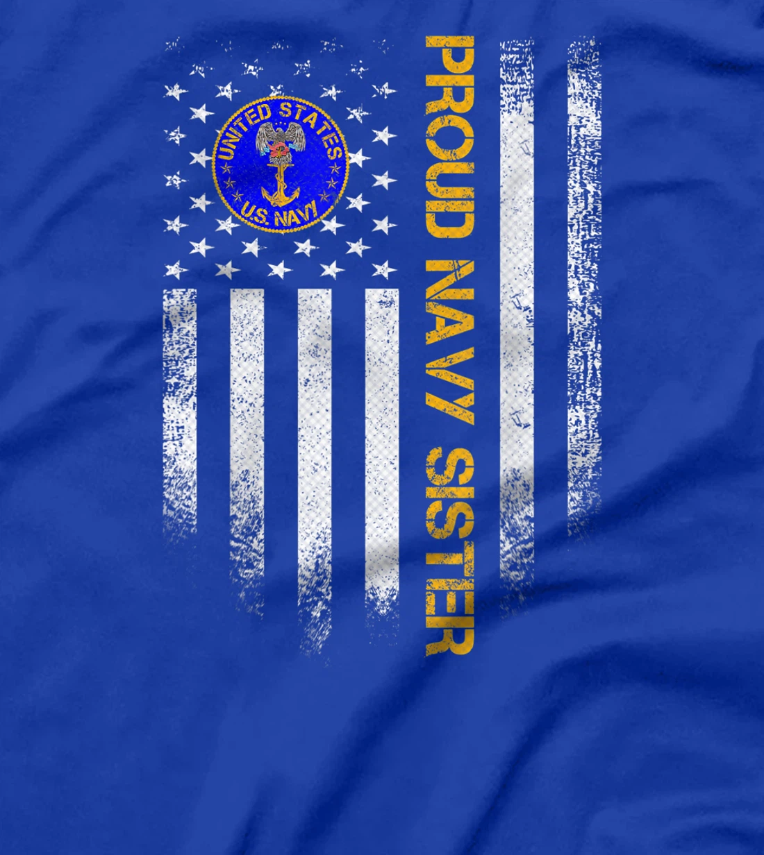 Vintage USA American Flag Proud US Navy Veteran Sister Funny T-Shirt