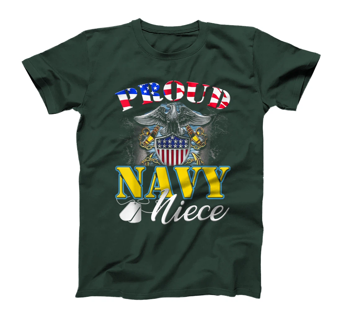 Proud Navy Niece With American Flag T-Shirt Veteran Gift T-Shirt