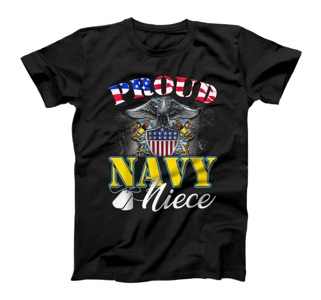 Proud Navy Niece With American Flag T-Shirt Veteran Gift T-Shirt