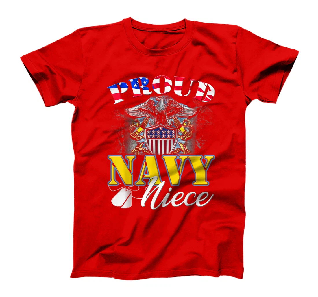Proud Navy Niece With American Flag T-Shirt Veteran Gift T-Shirt