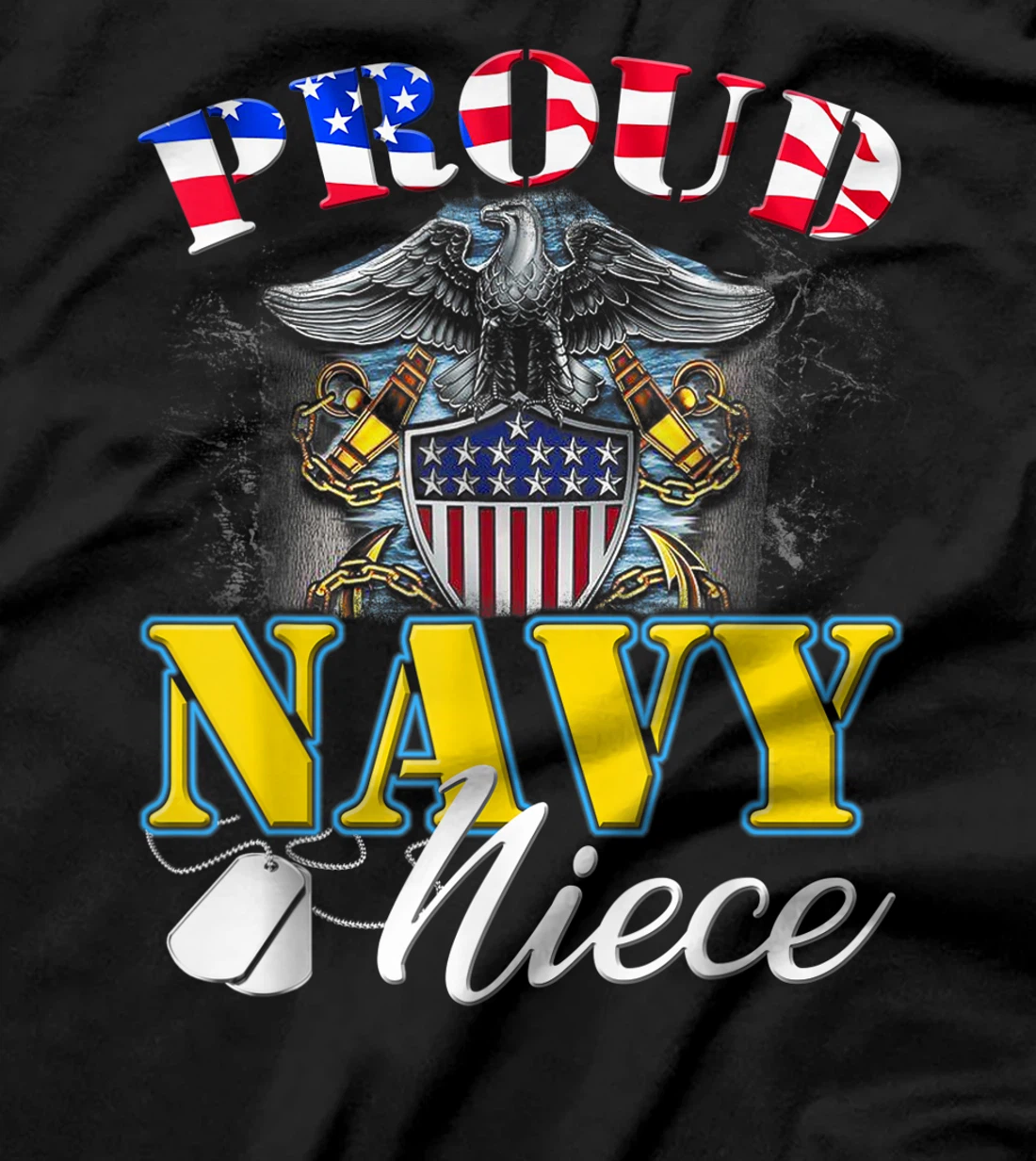 Proud Navy Niece With American Flag T-Shirt Veteran Gift T-Shirt