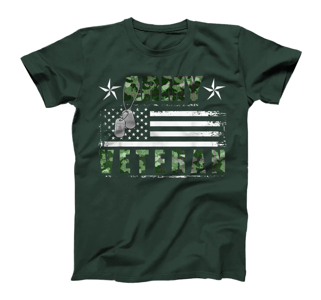 VETERAN 365 Army Veteran Camo US Flag T-Shirt