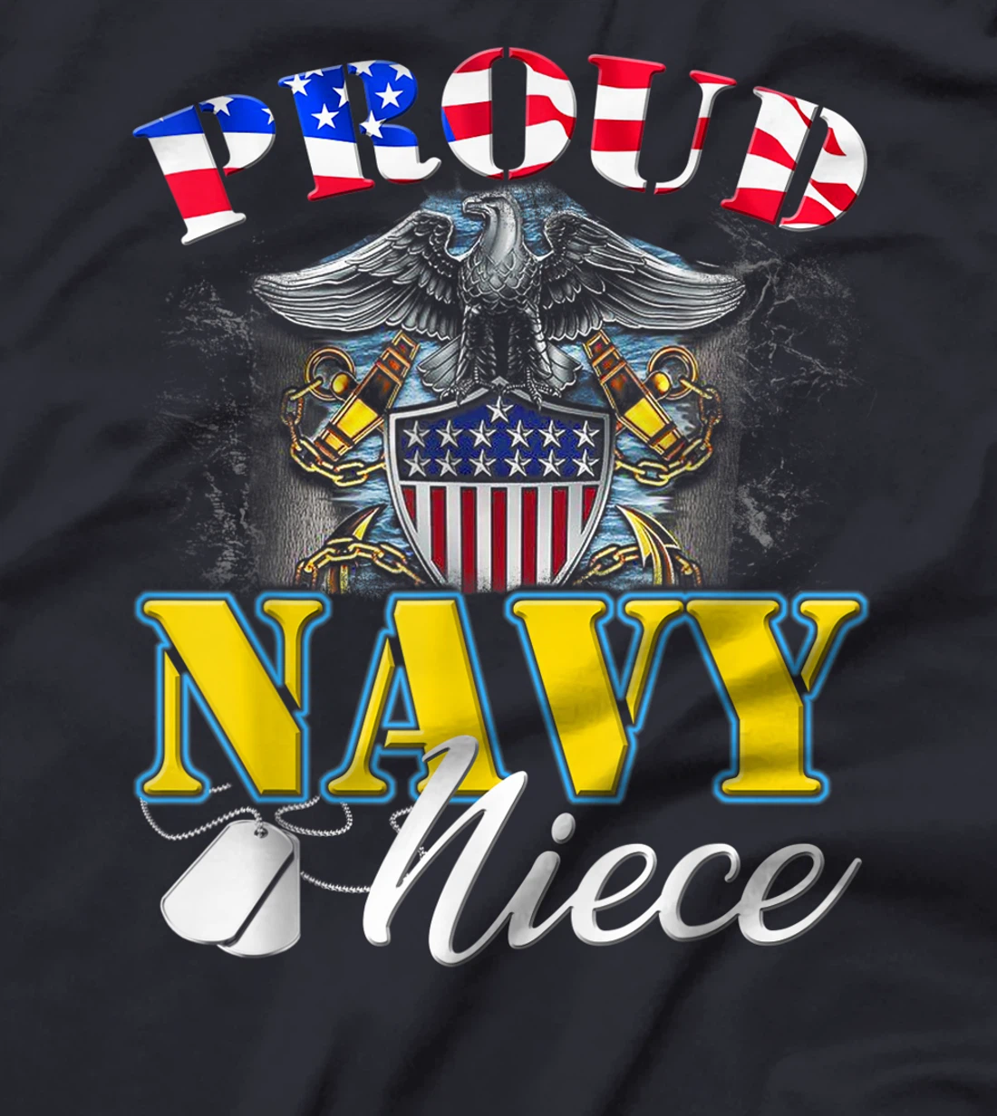 Proud Navy Niece With American Flag T-Shirt Veteran Gift T-Shirt