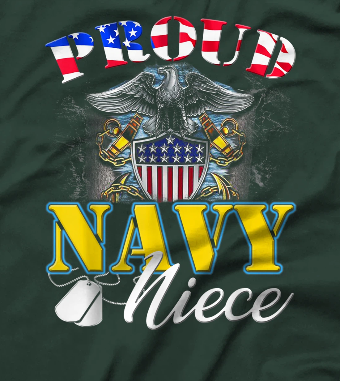 Proud Navy Niece With American Flag T-Shirt Veteran Gift T-Shirt