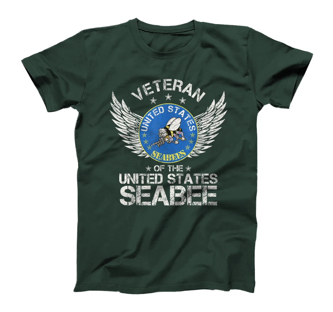 Vintage Veteran Of The United States Navy Seabee US Military T-Shirt