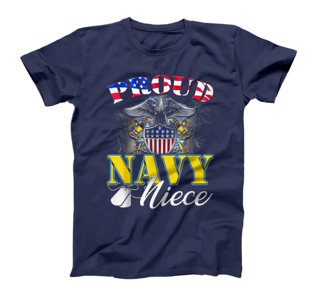 Proud Navy Niece With American Flag T-Shirt Veteran Gift T-Shirt