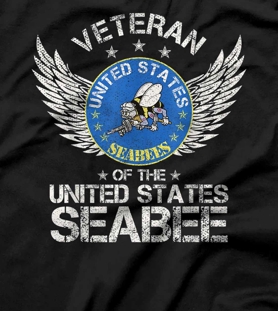 Vintage Veteran Of The United States Navy Seabee US Military T-Shirt