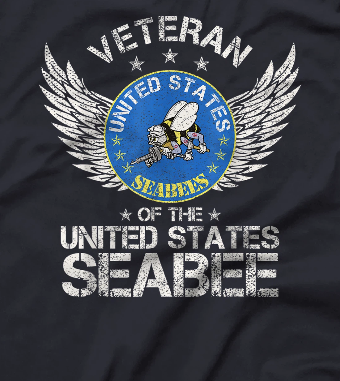 Vintage Veteran Of The United States Navy Seabee US Military T-Shirt