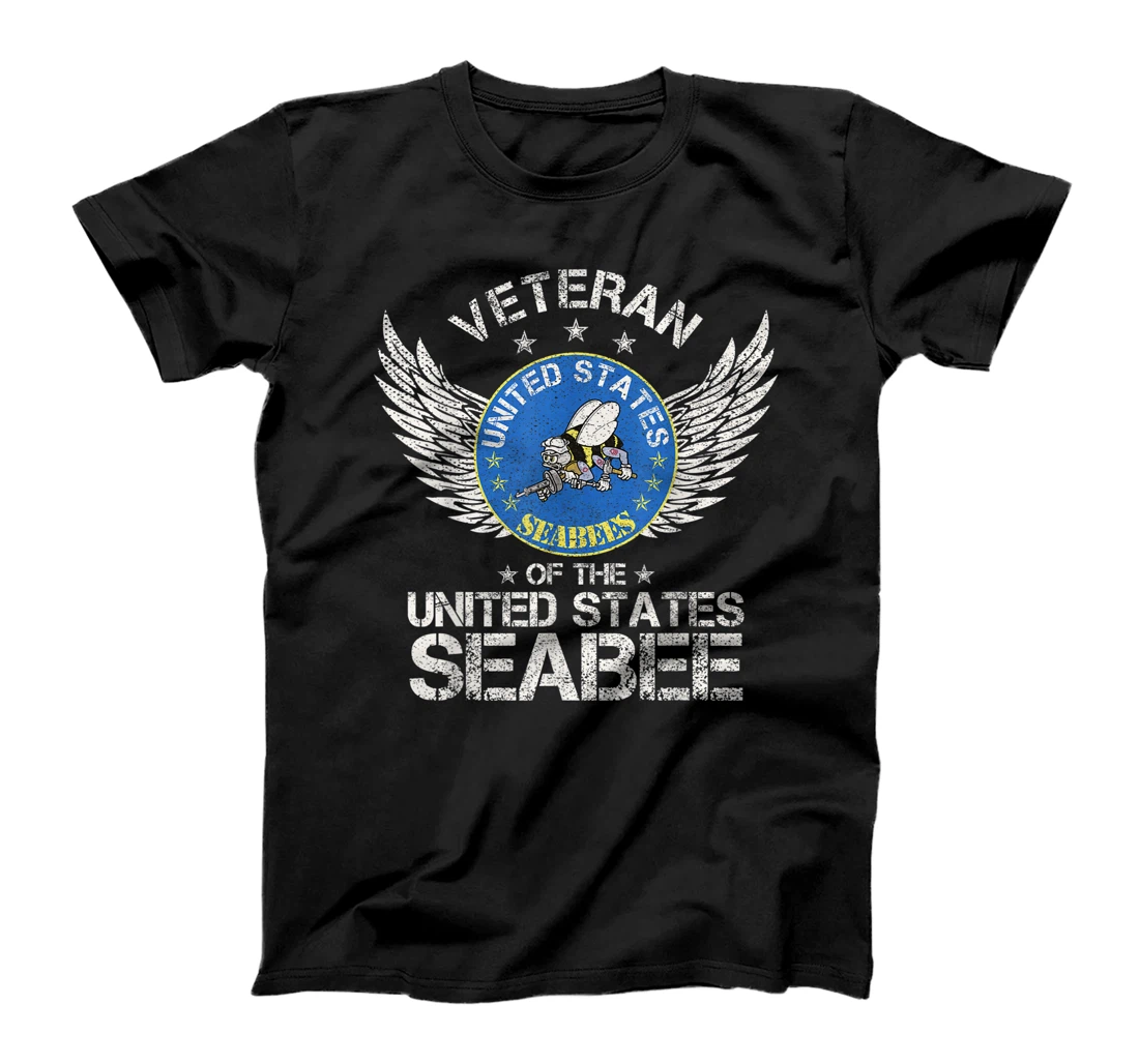 Vintage Veteran Of The United States Navy Seabee US Military T-Shirt
