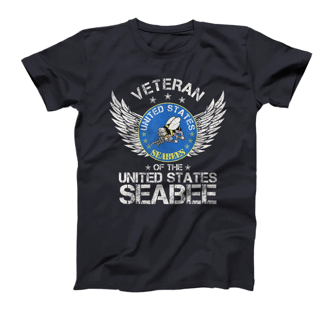 Vintage Veteran Of The United States Navy Seabee US Military T-Shirt